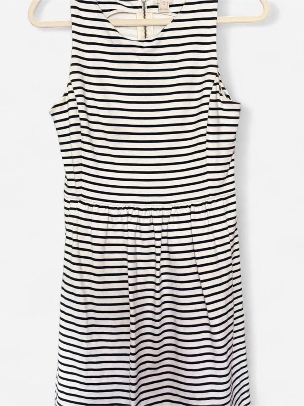 J. Crew Black & White Striped Sleeveless Casual Dress